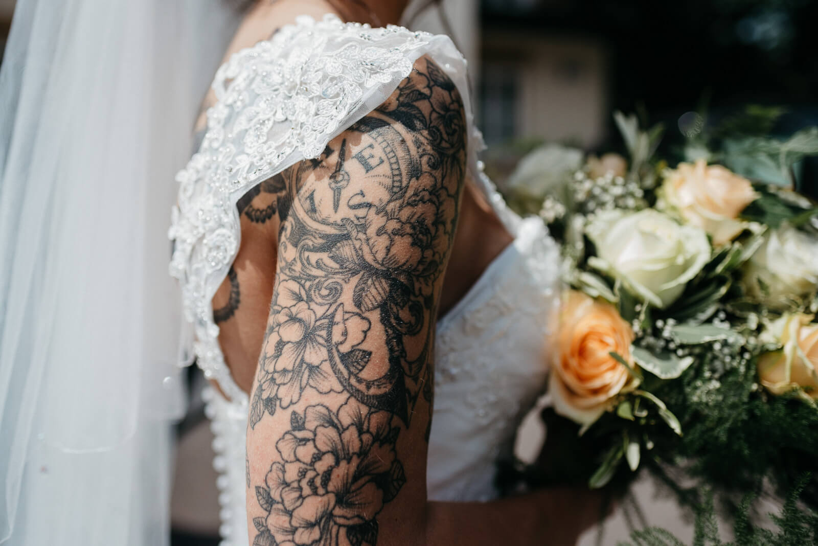 brides beautiful tattoos displayed proudly ahead of their cardiff wedding